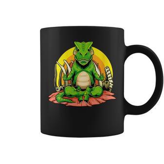 Dino Yoga Dinosaur Yogi Meditating T-Rex Yogasaurus Zen Coffee Mug - Monsterry CA