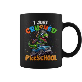 Dinosaur Just Crushed Preschool T Rex Riding Monster Truck Coffee Mug - Monsterry DE