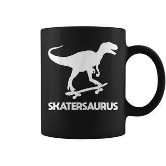 Dinosaurs Skate On Skateboard Skateboarding T-Rex Coffee Mug - Monsterry