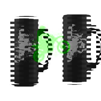 Dirt Bike Rider Tire Tracks Neon Green Youth Coffee Mug | Mazezy
