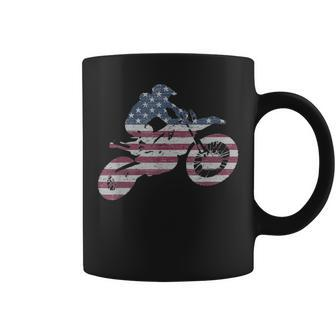 Dirt Bike Rider Vintage American Flag Love Racing Motorcycle Coffee Mug - Monsterry DE