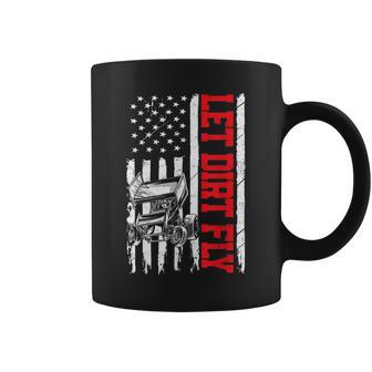 Dirt Track Racing Race Sprint Car Vintage Usa American Flag Coffee Mug - Monsterry