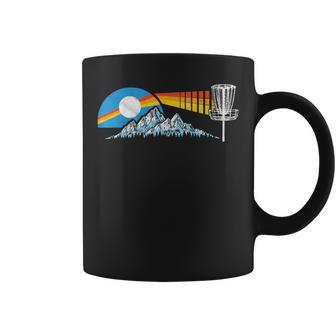 Disc Golf Distressed Mountains & Sun 80S Vintage Coffee Mug - Monsterry