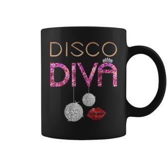 Disco Diva Ladies Disco Gold Ball Silver Red Lips Coffee Mug - Monsterry CA