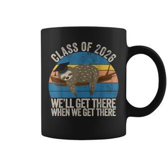 Distressed 8Th Grade Class Of 2026 Sloth Grow With Me Grad Coffee Mug - Monsterry