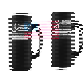 Distressed American Usa Flag With Peace Sign Coffee Mug - Monsterry