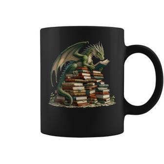 Distressed Bookworm Dragons Reading Book Dragons And Books Coffee Mug - Thegiftio UK
