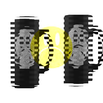 Distressed Frowny Anti Smile Grumpy Sad Face Coffee Mug - Thegiftio