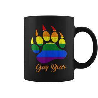 Distressed Gay Bear Paw Rainbow Lgbtq Grizzly Bear Gay Pride Coffee Mug - Monsterry DE