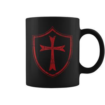Distressed Knights Templar Cross And Shield Crusader Coffee Mug - Monsterry CA