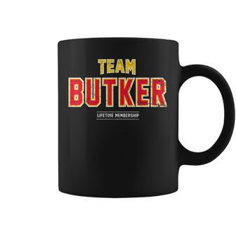 Distressed Team Butker Proud Family Last Name Surname Coffee Mug - Seseable
