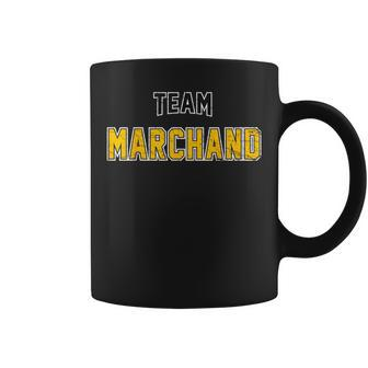 Distressed Team Marchand Surname Proud Family Last Name Coffee Mug - Seseable
