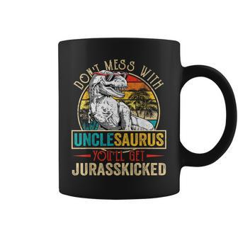 Distressed Unclesaurus Dinosaur T Rex Father's Day Coffee Mug - Monsterry CA
