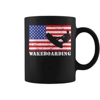 Distressed Wakeboarding Usa American Flag Vintage Wakeboard Coffee Mug - Monsterry