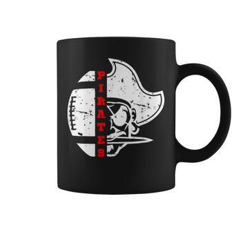 Distressed White Lcp Go Pirates With Football And Patch Coffee Mug - Monsterry UK