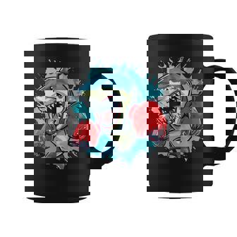 Divertido Tiburón Deportivo Con Guantes De Boxeo Para Fanáticos Del Boxeo Taza de café - Regaloses
