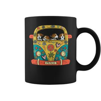 Dog Hippie Car Hippy Style Beagle Lover Coffee Mug | Mazezy