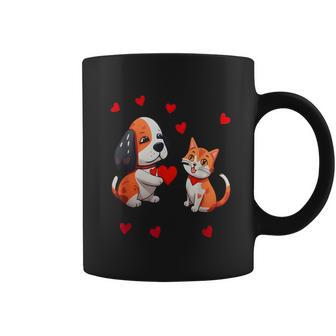 A Dog That Offers A Red Heart For Me A Cat On A Valentine Coffee Mug | Mazezy
