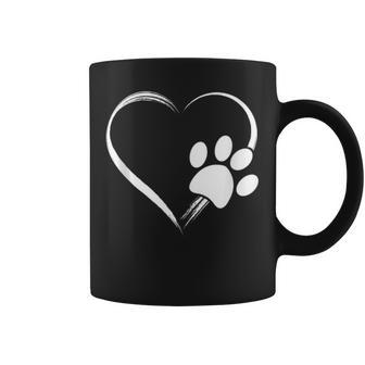 Dog Paw Print Heart For Mom For Dad Coffee Mug - Monsterry