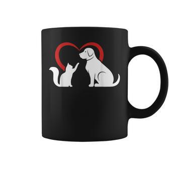 Dog Puppy And Baby Cat Heart Animal Dog & Cat Coffee Mug - Thegiftio UK