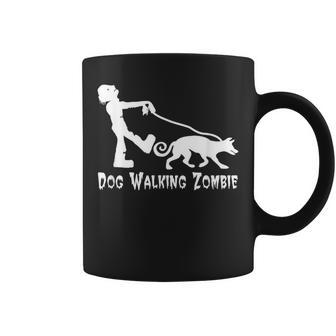 Dog Walking Zombie Living Dead Humor Coffee Mug - Monsterry DE