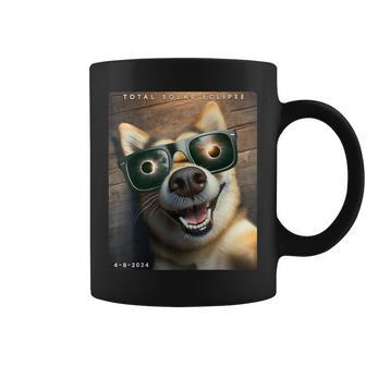 Dog Wearing Solar Eclipse Glasses 2024 Solar Eclipse Selfie Coffee Mug - Monsterry DE