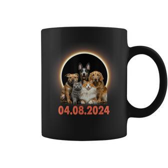 Dogs Cats Lovers Selfie Total Solar Eclipse April 8 2024 Coffee Mug | Mazezy