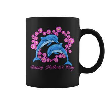 Dolphins Heart Flower Happy Mother's Day 2023 For Mom Coffee Mug - Thegiftio UK