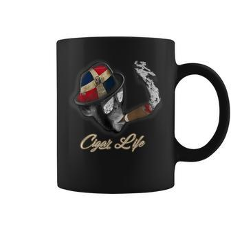 Dominican Flag Cigar Smoking Monkey Coffee Mug - Monsterry