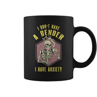 I Don't Have A Gender I Have Anxiety Lgbt Skeleton Coffee Mug - Monsterry