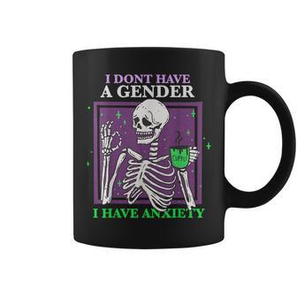 I Dont Have A Gender I Have Anxiety Skeleton Nonbinary Pride Coffee Mug - Monsterry AU