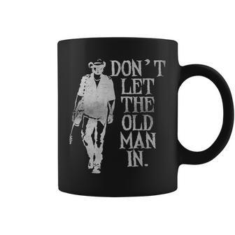 Don't Let The Old Man In Vintage American Flag Style Coffee Mug - Monsterry