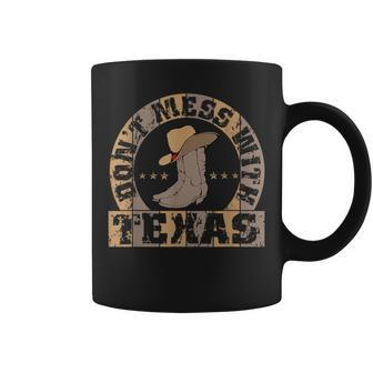 Don't Mess With Bootsn Hat Texas Longhorn Lone Star State Coffee Mug - Monsterry