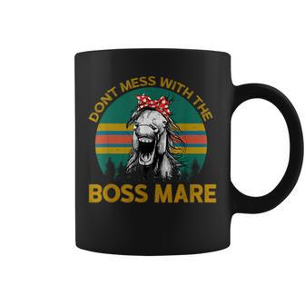 Don't Mess With The Boss Mare Horseback Riding Vintage Coffee Mug - Monsterry CA