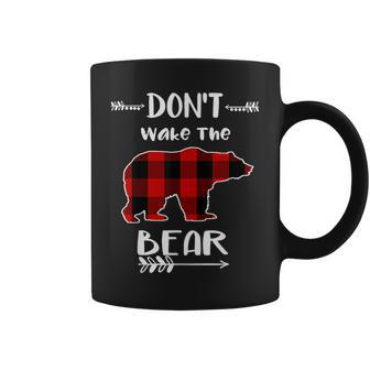 Don't Wake The Bear Black & Red Buffalo Plaid Bear Coffee Mug - Monsterry CA