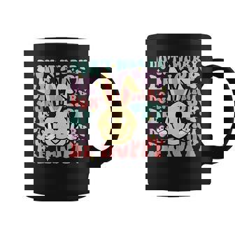 Dont Worry Be Hoppy Bunny Smile Face Retro Groovy Easter Coffee Mug - Seseable
