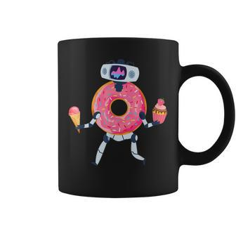 Donut Robot With Ice Cream And Cupcake Coffee Mug - Monsterry UK