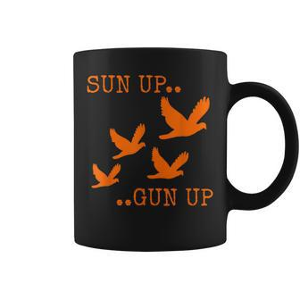 Dove Hunting Orange Camo Sun Up Gun Up Coffee Mug - Monsterry