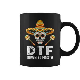 Down To Fiesta Mexican Party Skull Cinco De Mayo Coffee Mug - Seseable