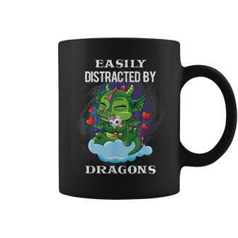 Dragon Lover Easily Distracted By Dragons Girl Birthday Coffee Mug - Seseable