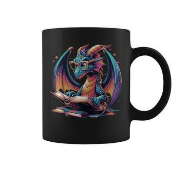 Dragons Reading Book Distressed Bookworms Dragons And Books Coffee Mug - Monsterry DE