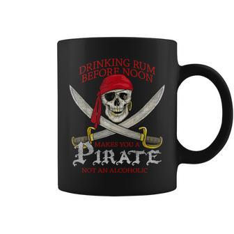 Drinking Rum Before Noon Makes You A Pirate Distressed Coffee Mug - Monsterry UK