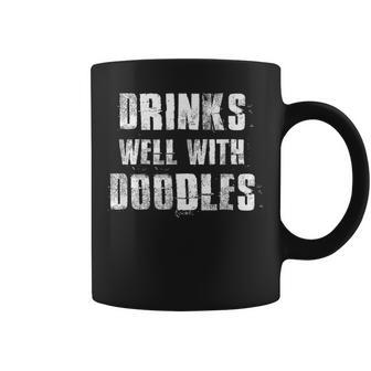 Drinks Well With Doodles Goldendoodle Coffee Mug - Monsterry