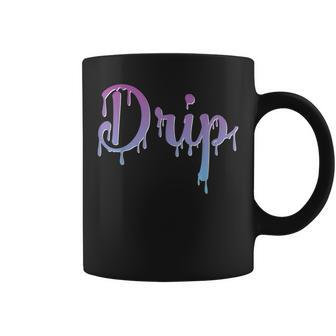 Drip Font Graphic Lettering Dripping Look Turquoise Purple Coffee Mug - Monsterry UK