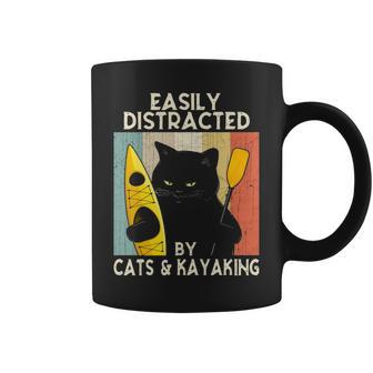 Easily Distracted By Cats & Kayaking Cat Lovers Kayakers Coffee Mug | Mazezy