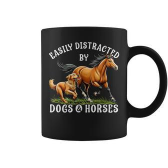Easily Distracted By Horses And Dogs Girls Equestrian Coffee Mug | Mazezy