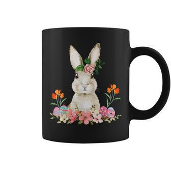 Easter Bunny Flower Headband Rabbit Easter Happy Easter Coffee Mug | Mazezy AU