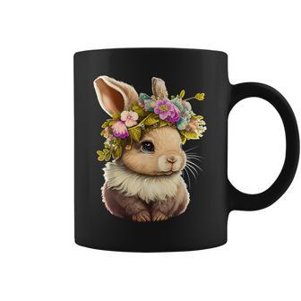 Easter Bunny Rabbit Happy Bunny Flower Graphic Girls Coffee Mug - Thegiftio UK