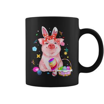 Easter Bunny Spring Pig Bow Egg Hunting Basket Colorful Coffee Mug - Monsterry