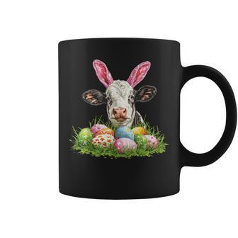 Easter Day Cow Easter Cow Bunny Ears Eggs Basket Coffee Mug - Monsterry UK